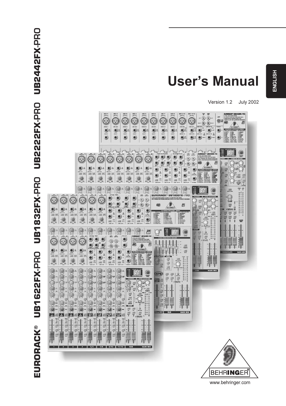 Behringer UB2222FX-PRO User Manual | 16 pages