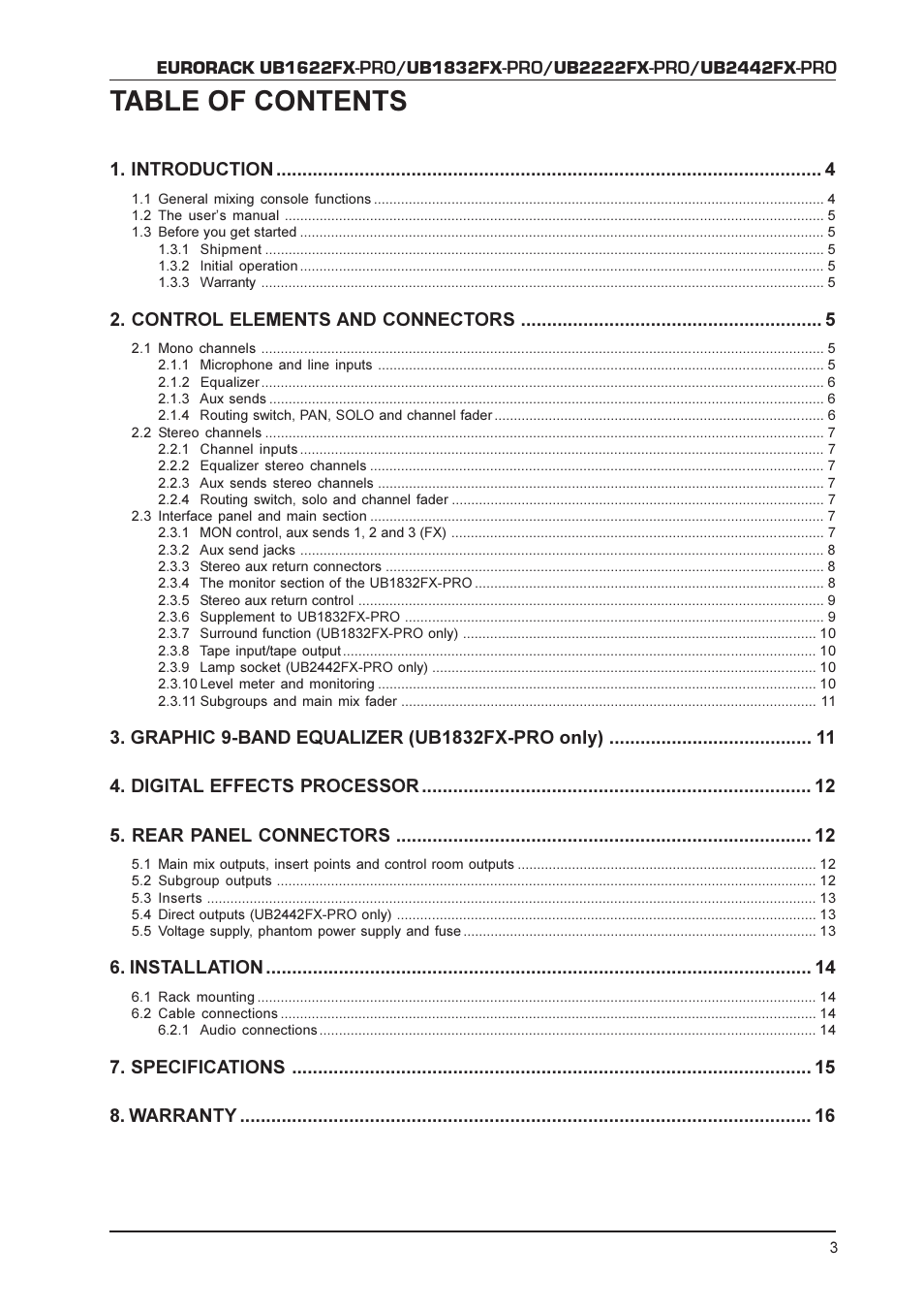 Behringer UB2222FX-PRO User Manual | Page 3 / 16
