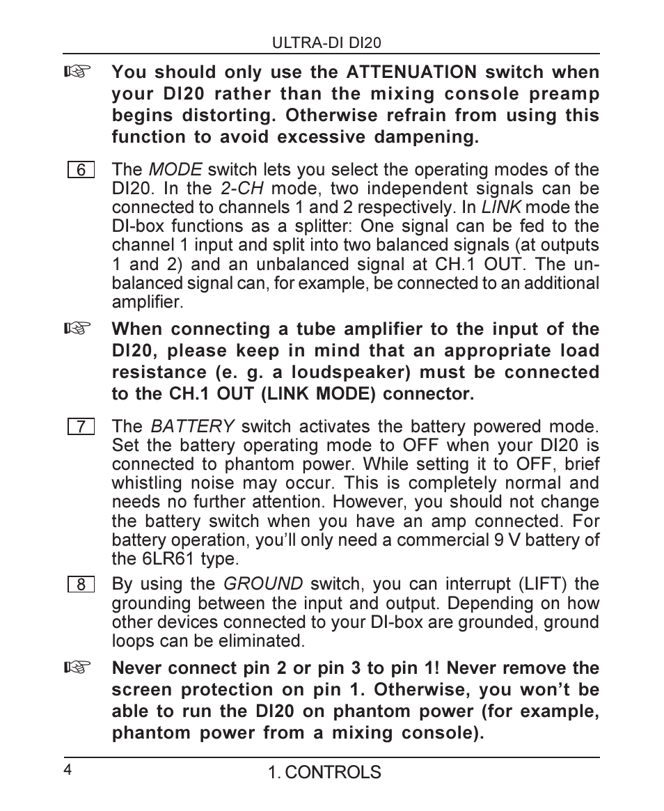 Behringer ULTRA-DIDI20 User Manual | Page 4 / 10