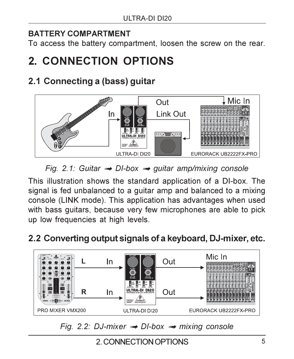 Connection options | Behringer ULTRA-DIDI20 User Manual | Page 5 / 10