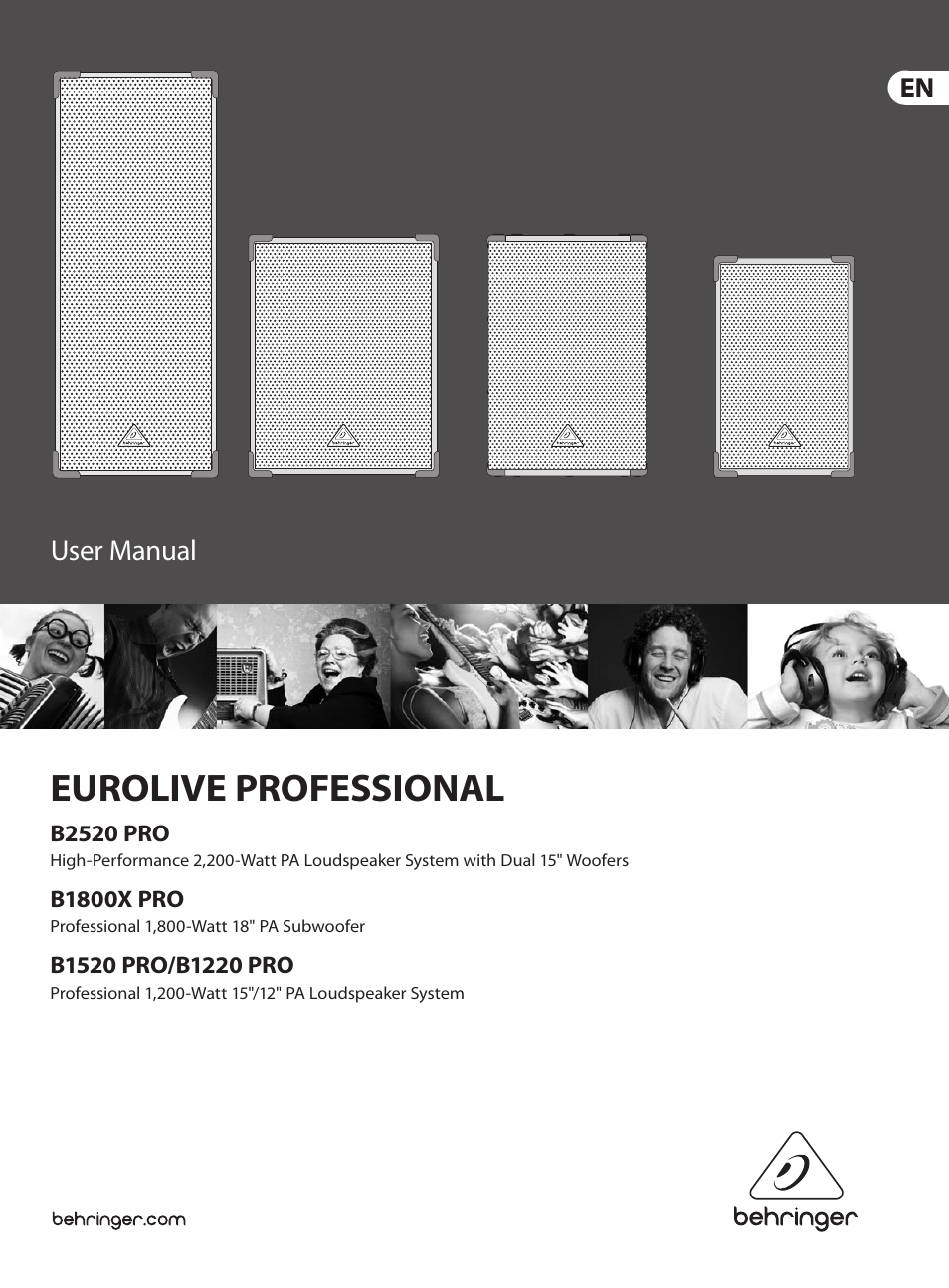 Behringer EUROLIVE PROFESSIONAL B2520 PRO/B1800X PRO/B1520 PRO/B1220 PRO/B2520/PRO/B1800X PRO/B1520 PRO/B1220 User Manual | 12 pages