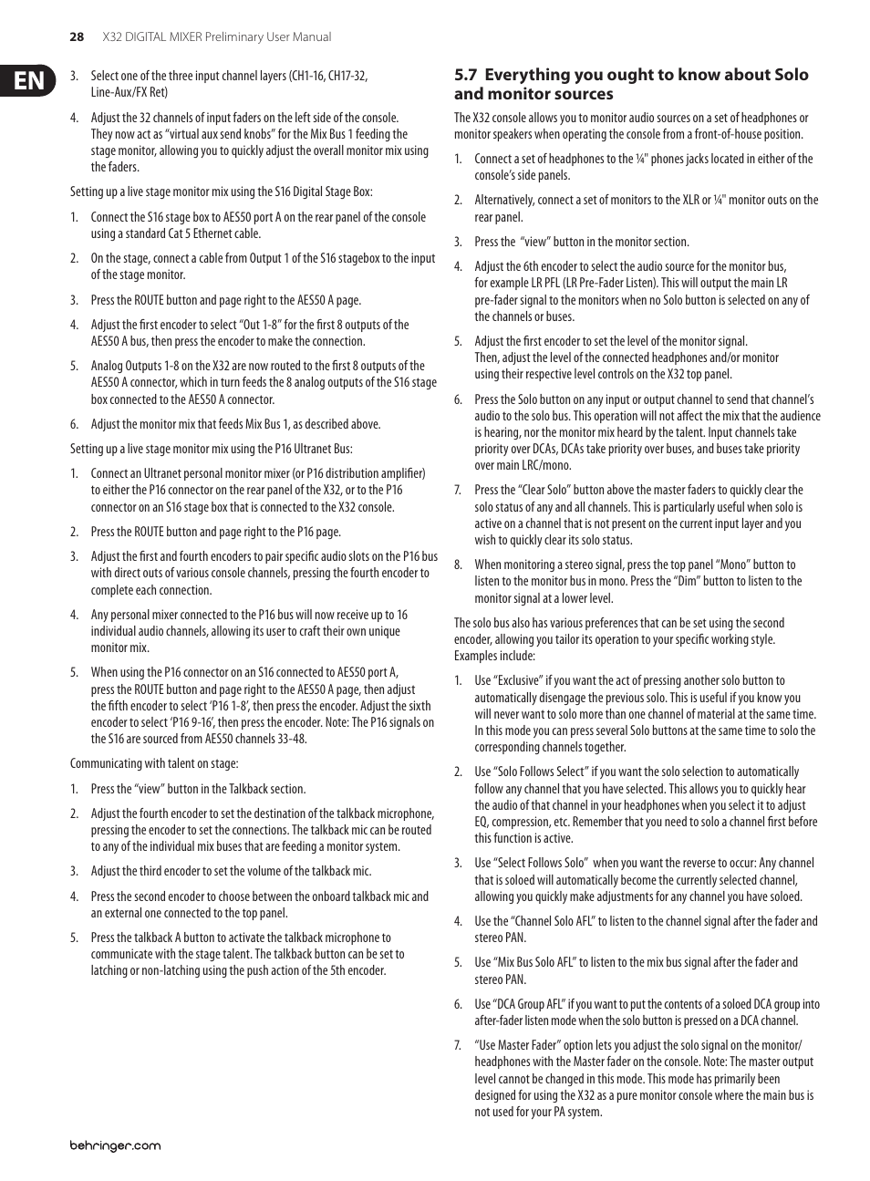 7 everything you ought to know about, Solo and monitor sources | Behringer 32-Channel User Manual | Page 28 / 70