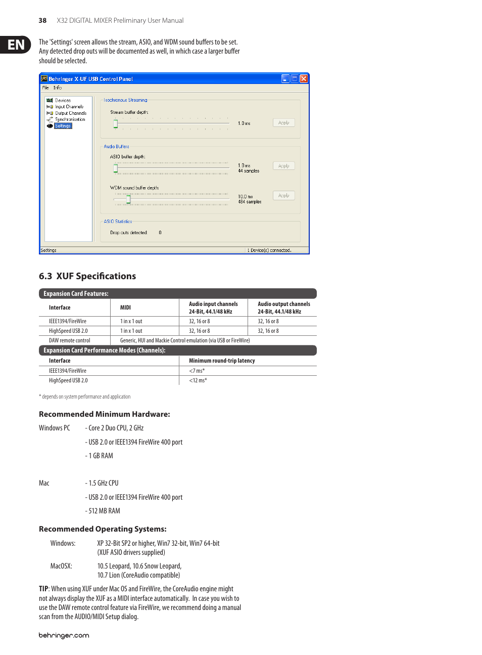 3 xuf specifications | Behringer 32-Channel User Manual | Page 38 / 70