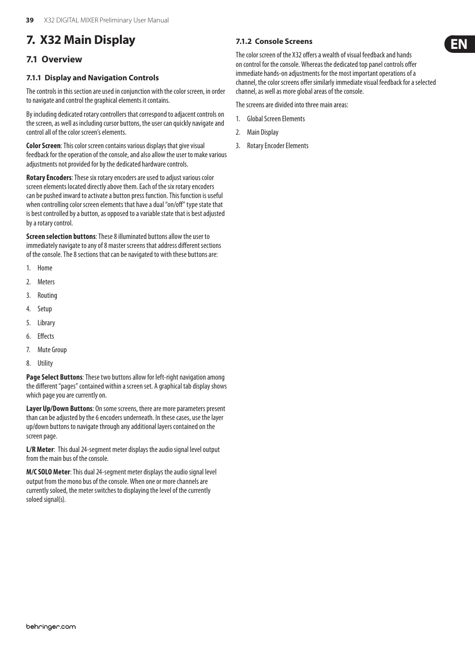 X32 main display, 1 overview | Behringer 32-Channel User Manual | Page 39 / 70