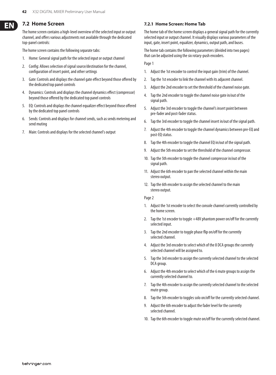 2 home screen | Behringer 32-Channel User Manual | Page 42 / 70