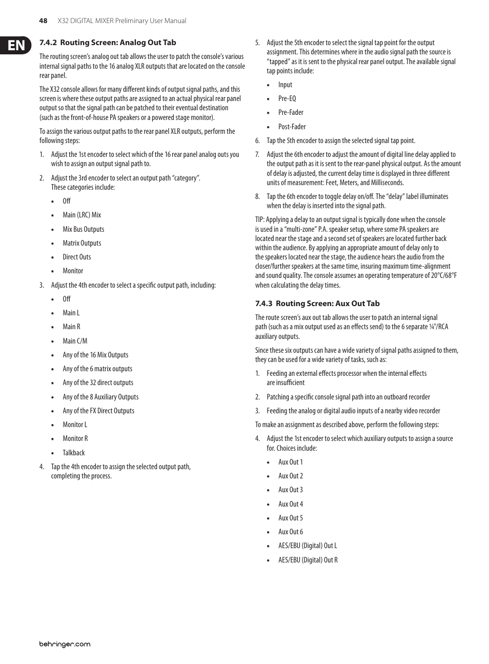 Behringer 32-Channel User Manual | Page 48 / 70
