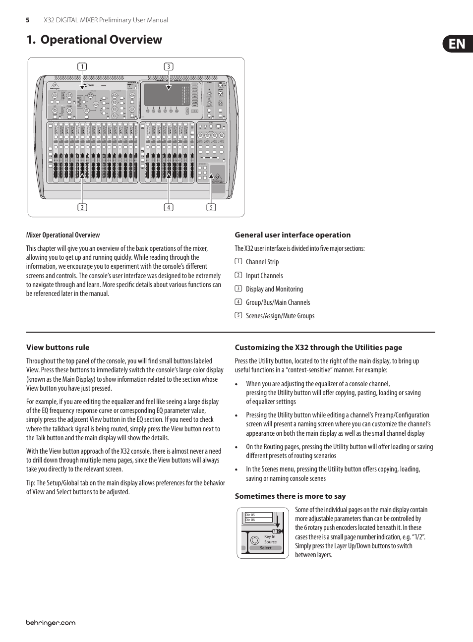 Operational overview | Behringer 32-Channel User Manual | Page 5 / 70