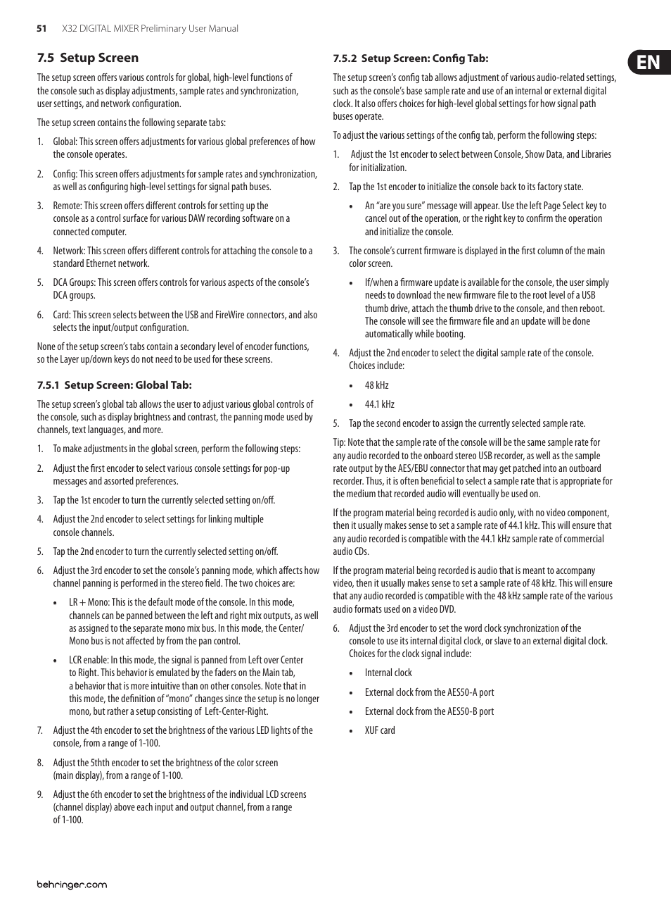 5 setup screen | Behringer 32-Channel User Manual | Page 51 / 70