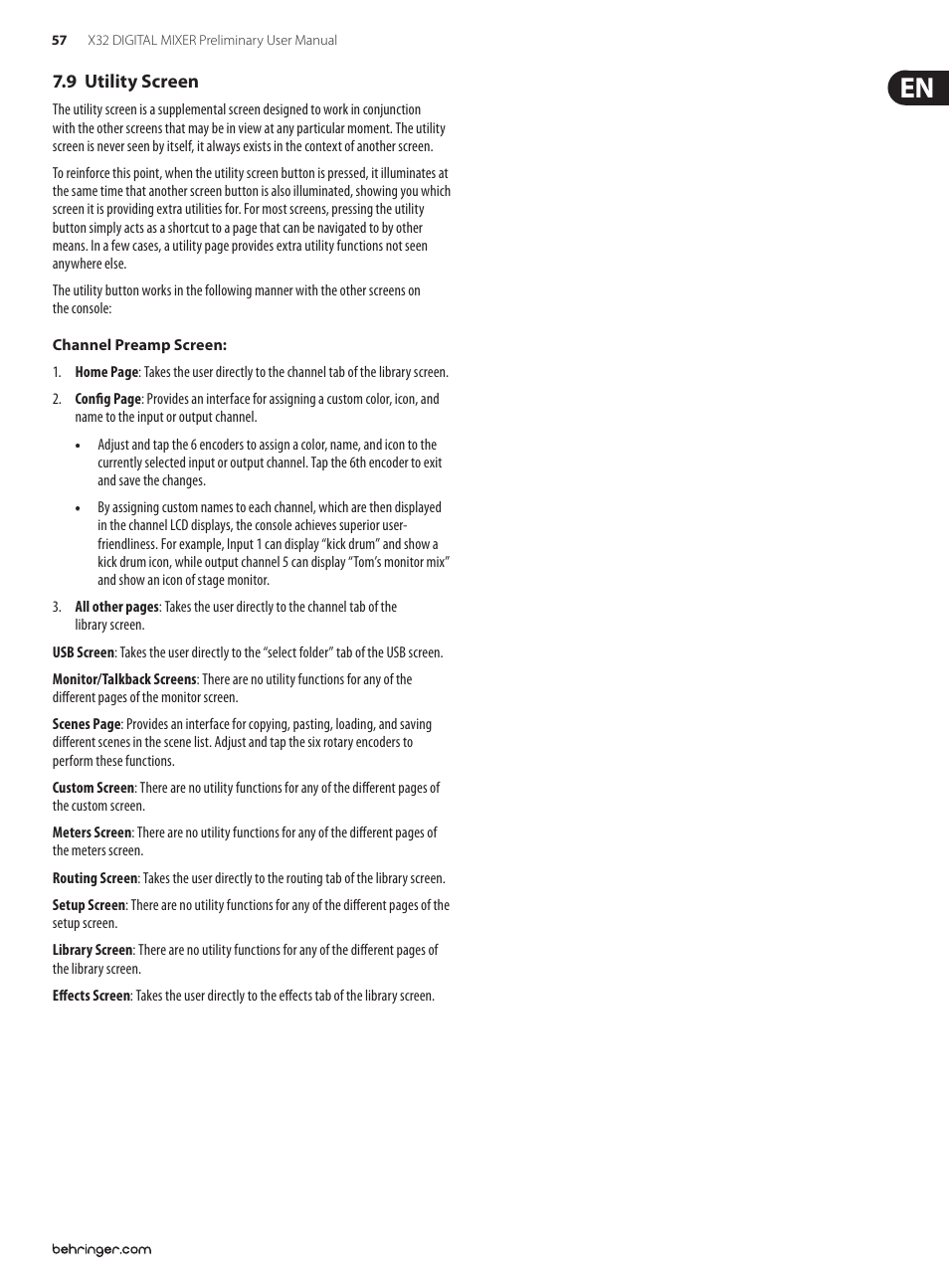 9 utility screen | Behringer 32-Channel User Manual | Page 57 / 70