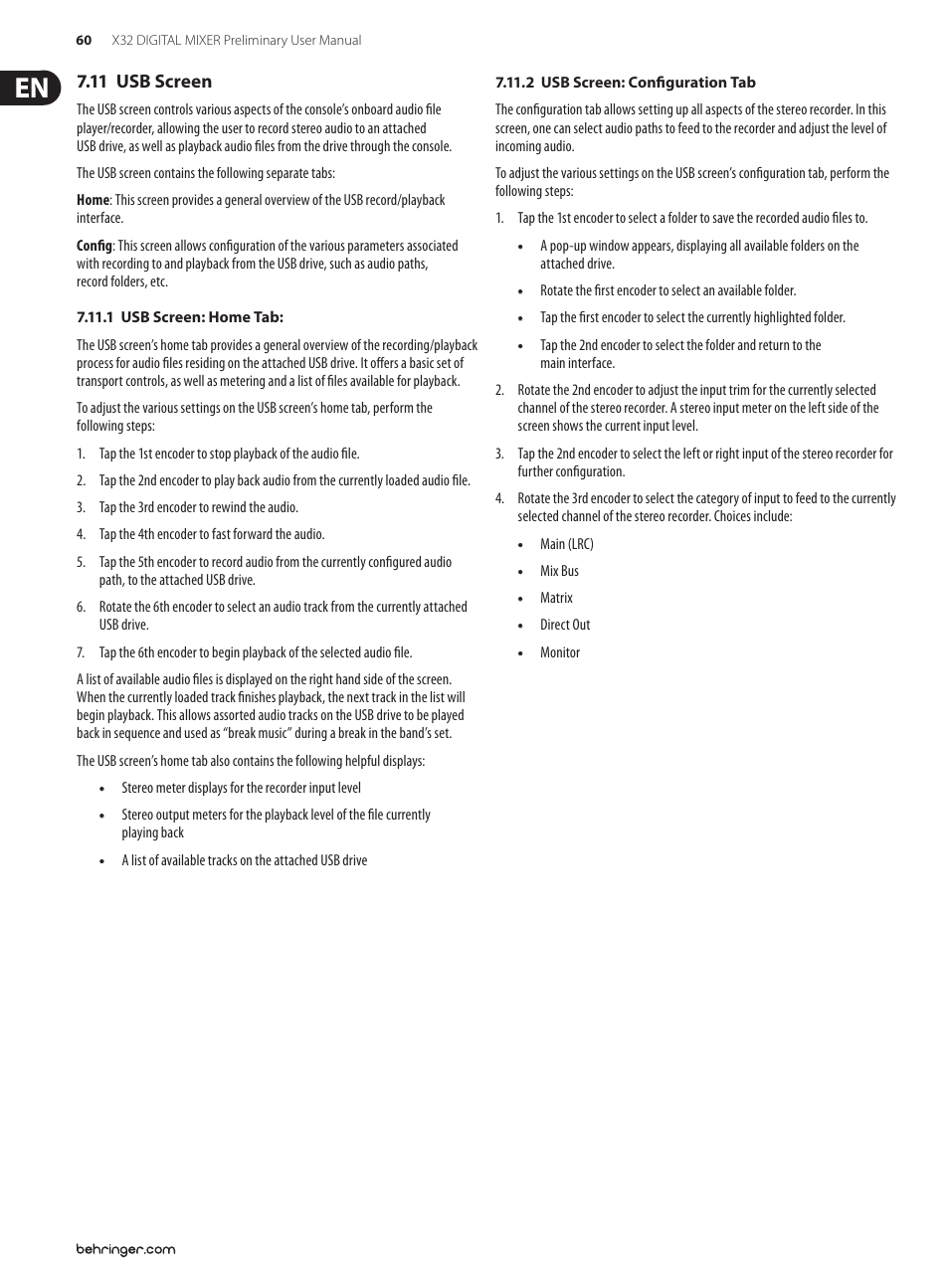 11 usb screen | Behringer 32-Channel User Manual | Page 60 / 70