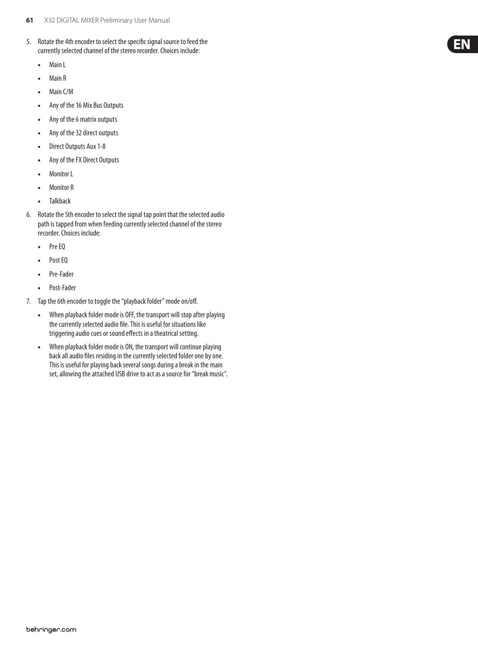 Behringer 32-Channel User Manual | Page 61 / 70