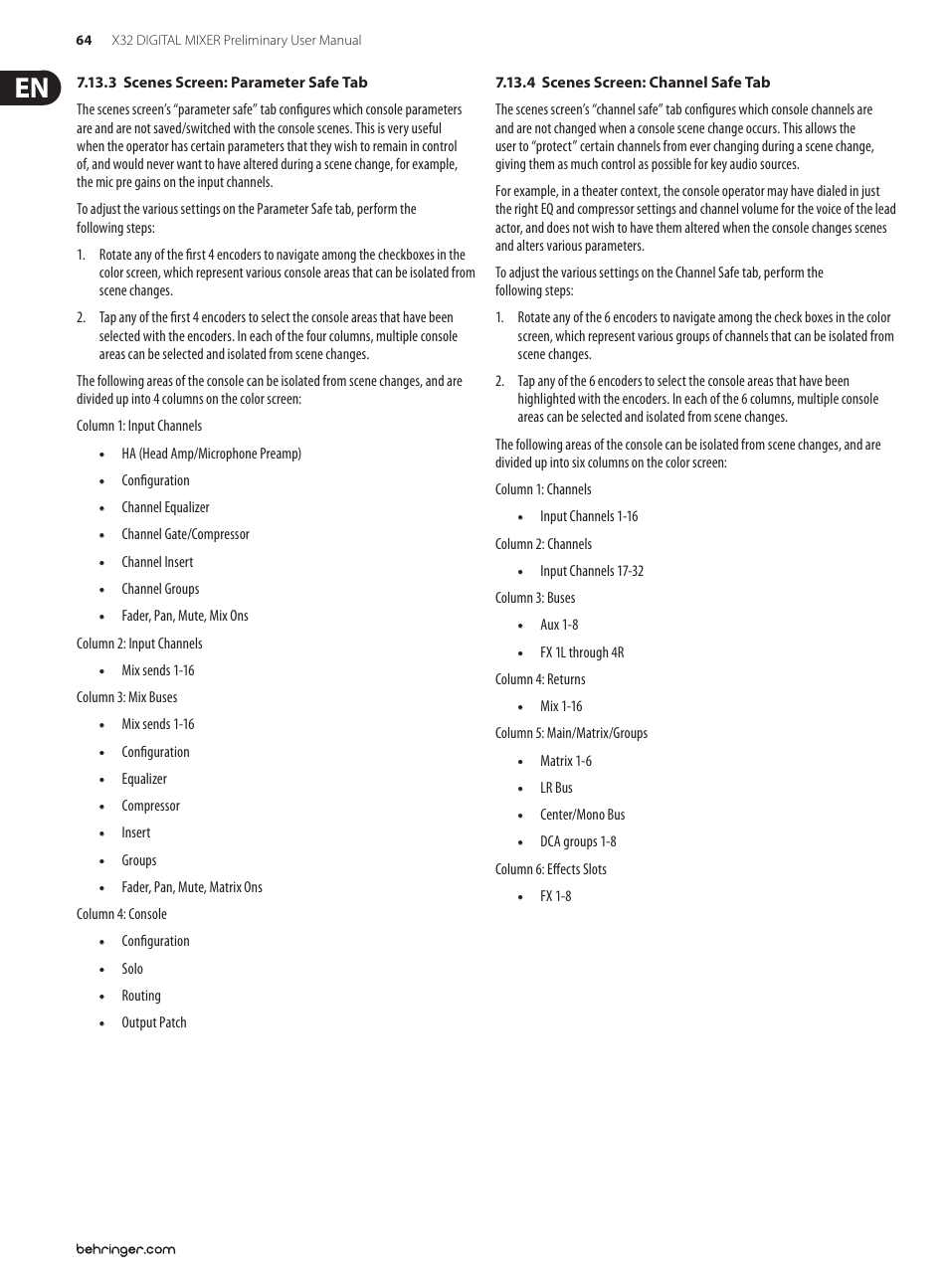 Behringer 32-Channel User Manual | Page 64 / 70