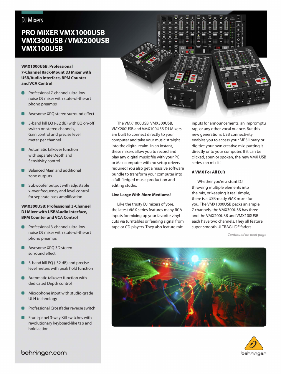 Behringer Professional 7-Channel Rack-Mount DJ Mixer with USB/Audio Interface User Manual | 15 pages