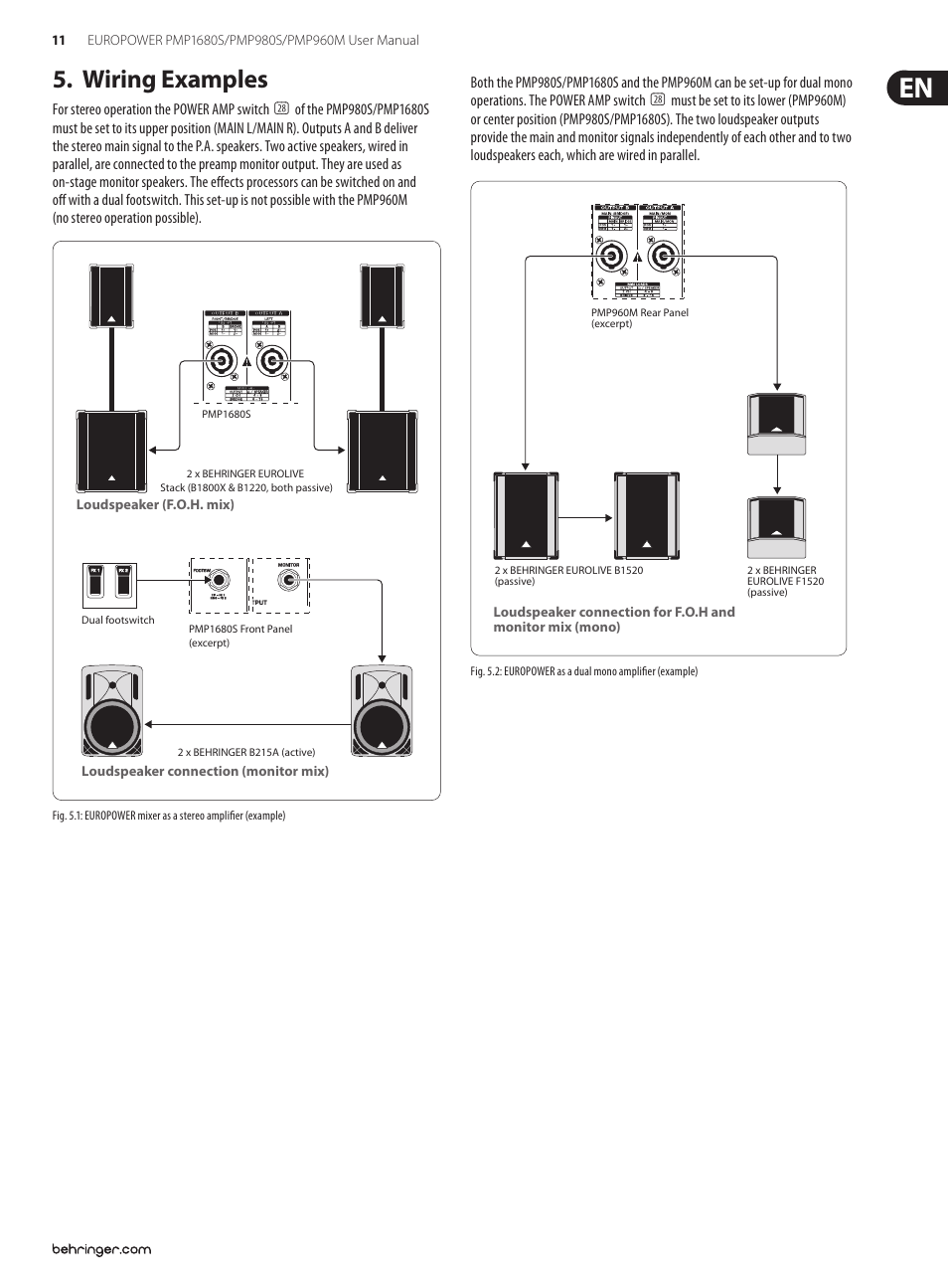 Wiring examples, Wiring examples 5 | Behringer 1 User Manual | Page 11 / 16