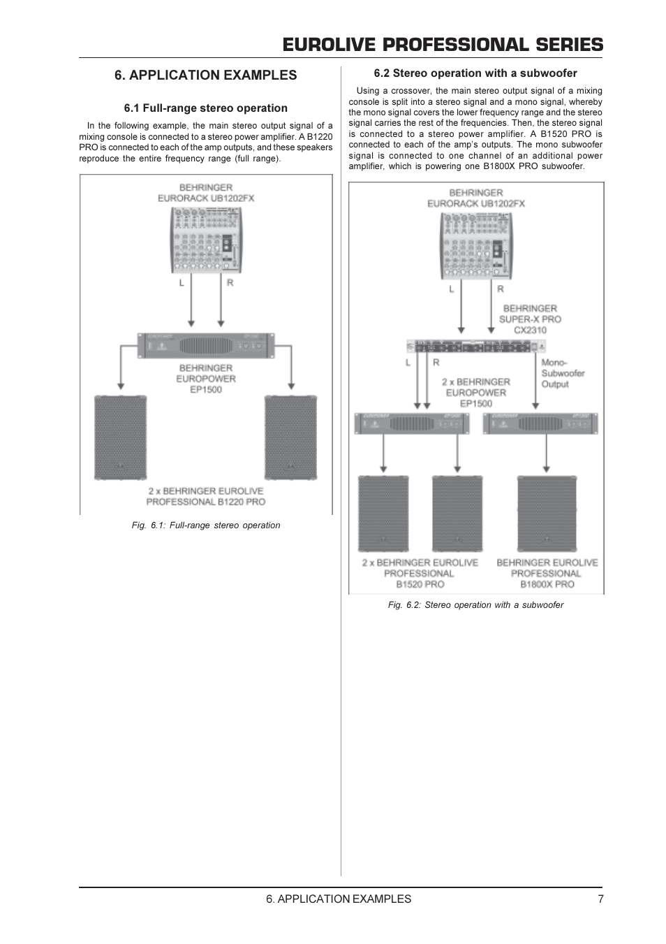 Eurolive professional series, Application examples | Behringer B1520 PRO User Manual | Page 7 / 10