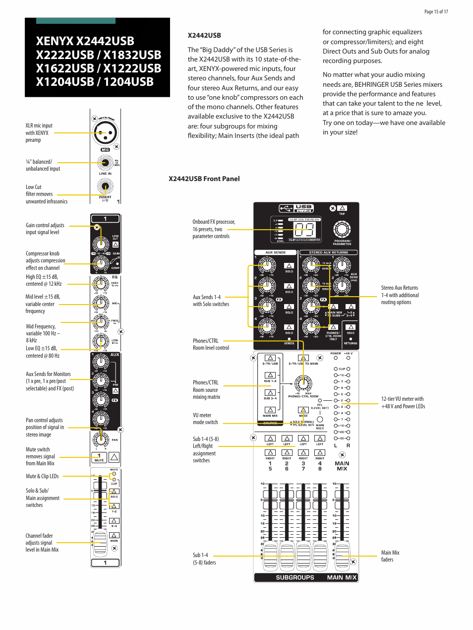 Behringer XENYX 1204USB User Manual | Page 15 / 17