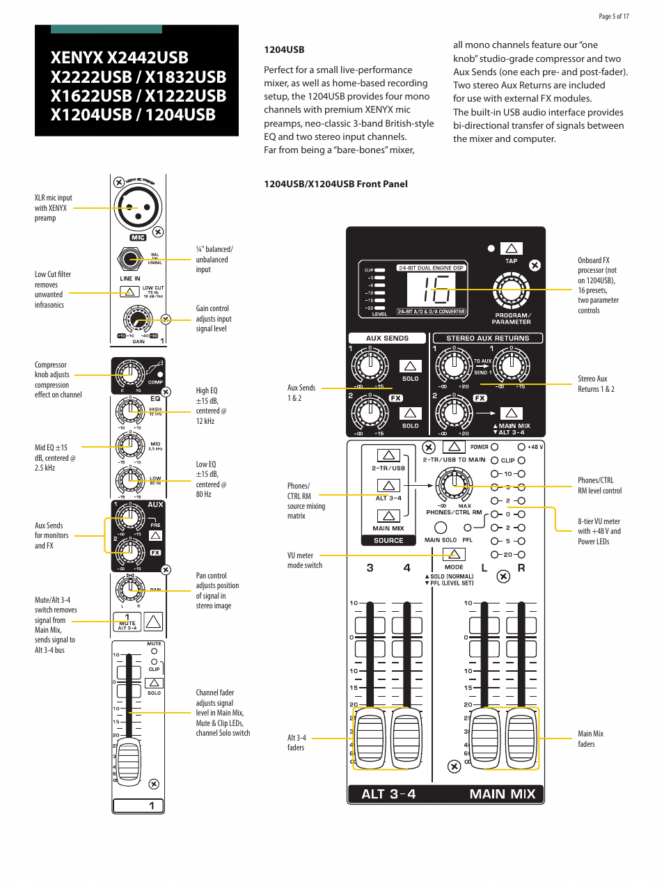 Behringer XENYX 1204USB User Manual | Page 5 / 17