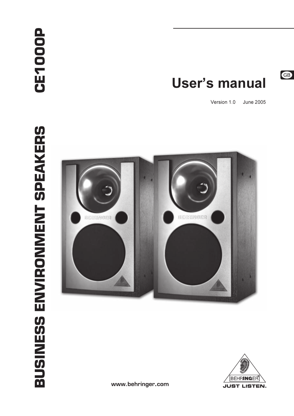 Behringer BUSSINESS ENVIROMENT SPEAKERS CE1000P User Manual | 8 pages