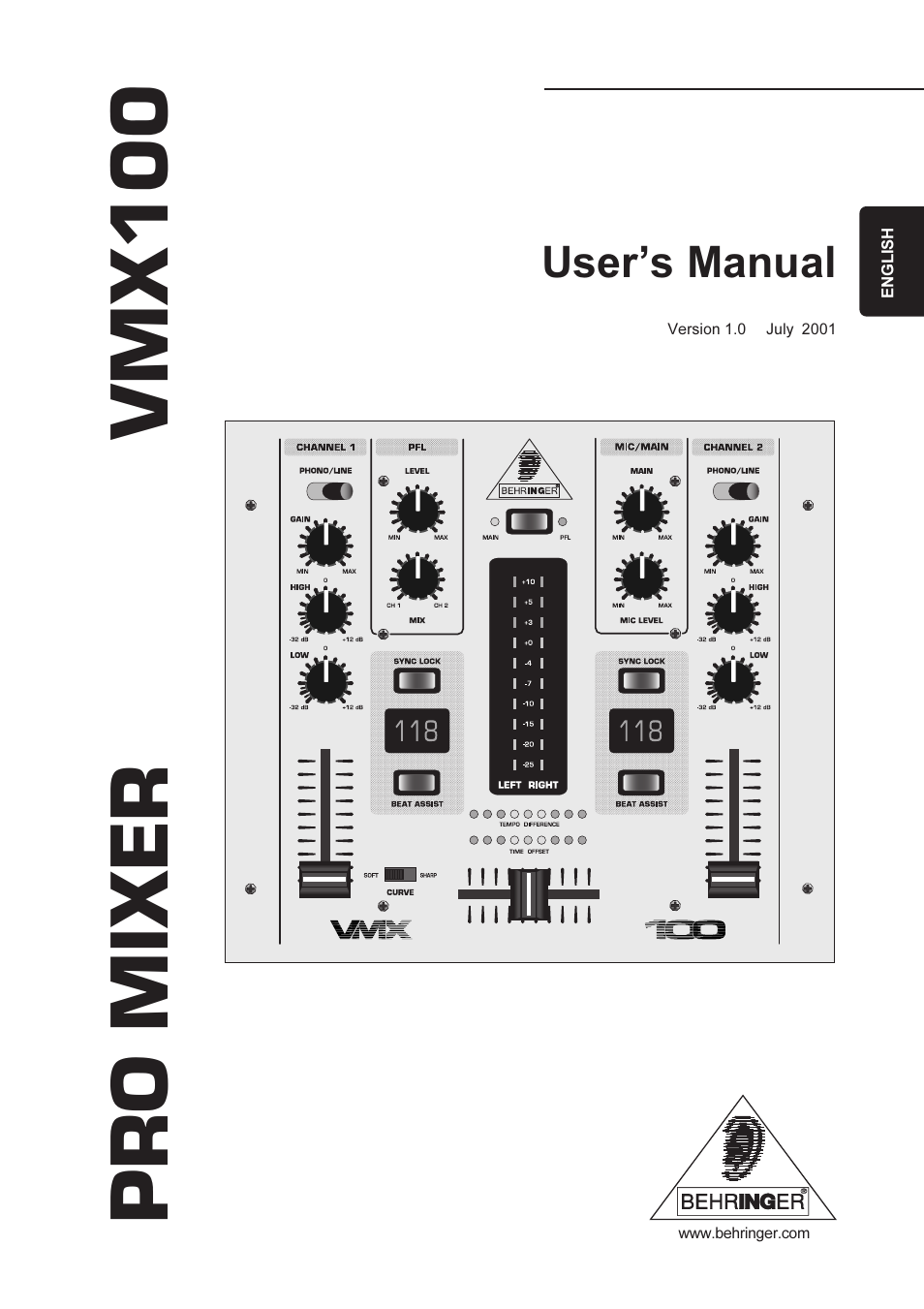 Behringer VMX100 User Manual | 11 pages