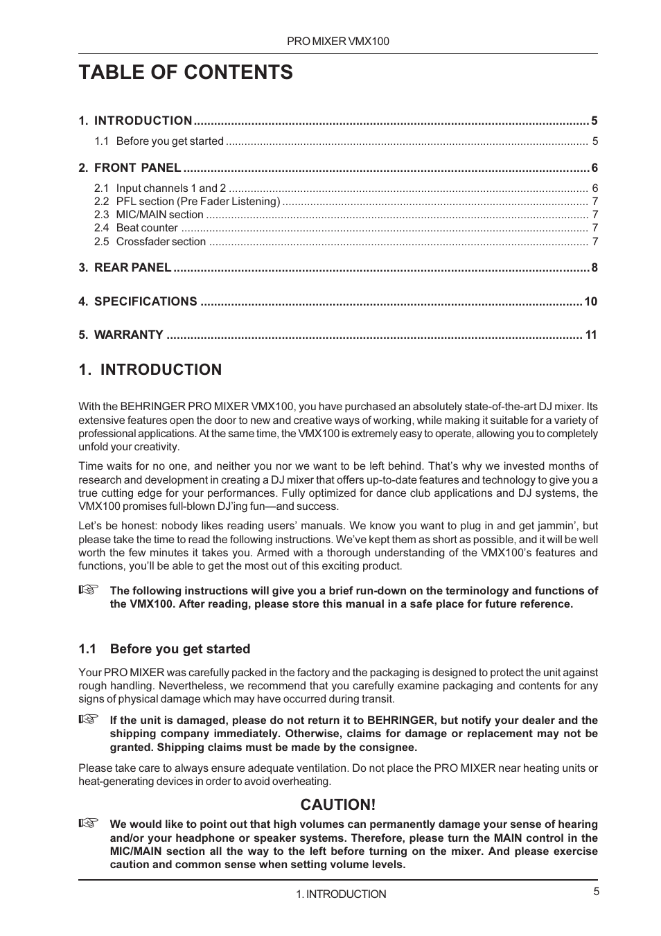 Behringer VMX100 User Manual | Page 5 / 11