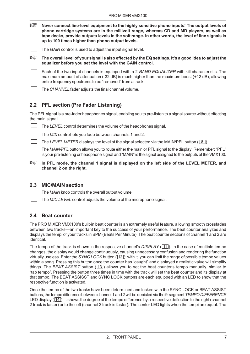 Behringer VMX100 User Manual | Page 7 / 11