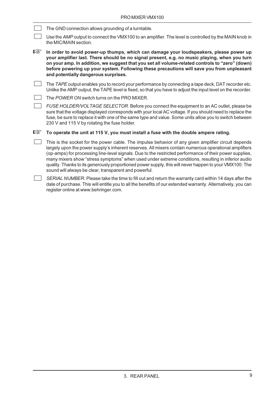 Behringer VMX100 User Manual | Page 9 / 11