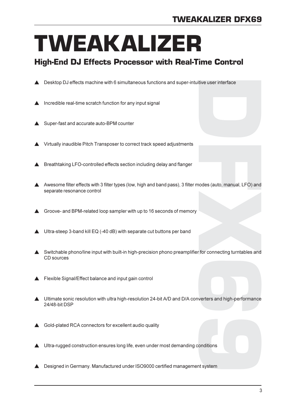 Dfx69, Tweakalizer | Behringer DFX69 User Manual | Page 3 / 11