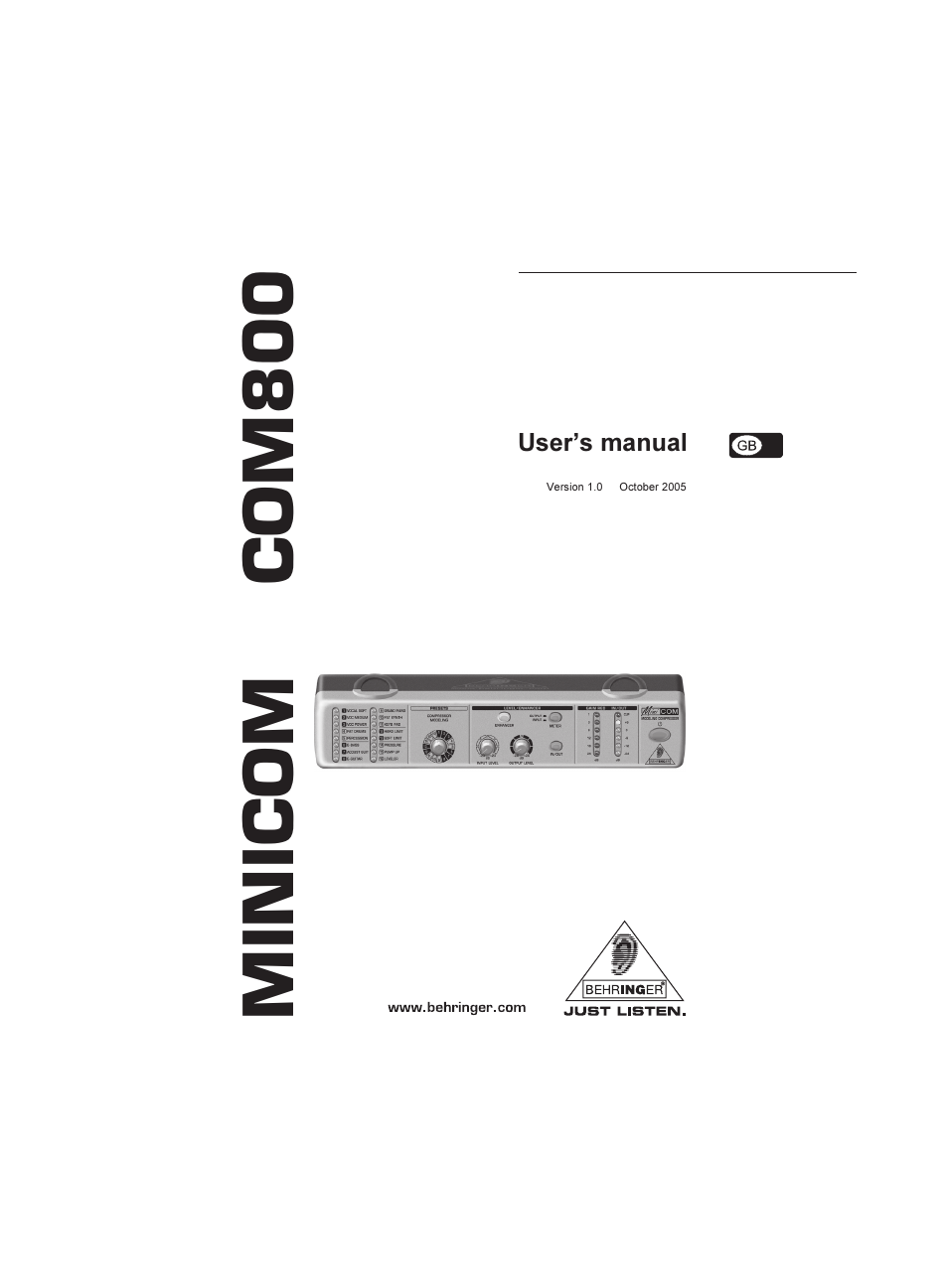 Behringer Minicom COM800 User Manual | 19 pages