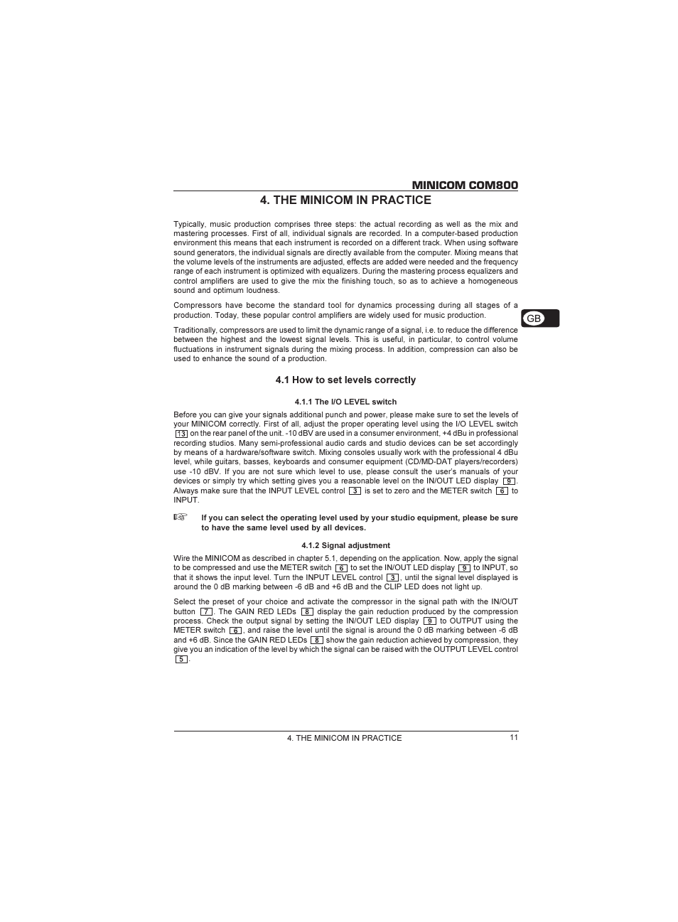 Minicom com800, The minicom in practice | Behringer Minicom COM800 User Manual | Page 11 / 19