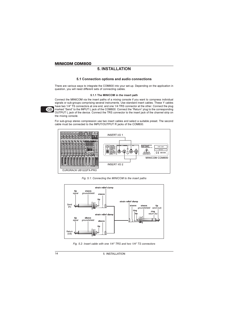 Minicom com800 5. installation | Behringer Minicom COM800 User Manual | Page 14 / 19