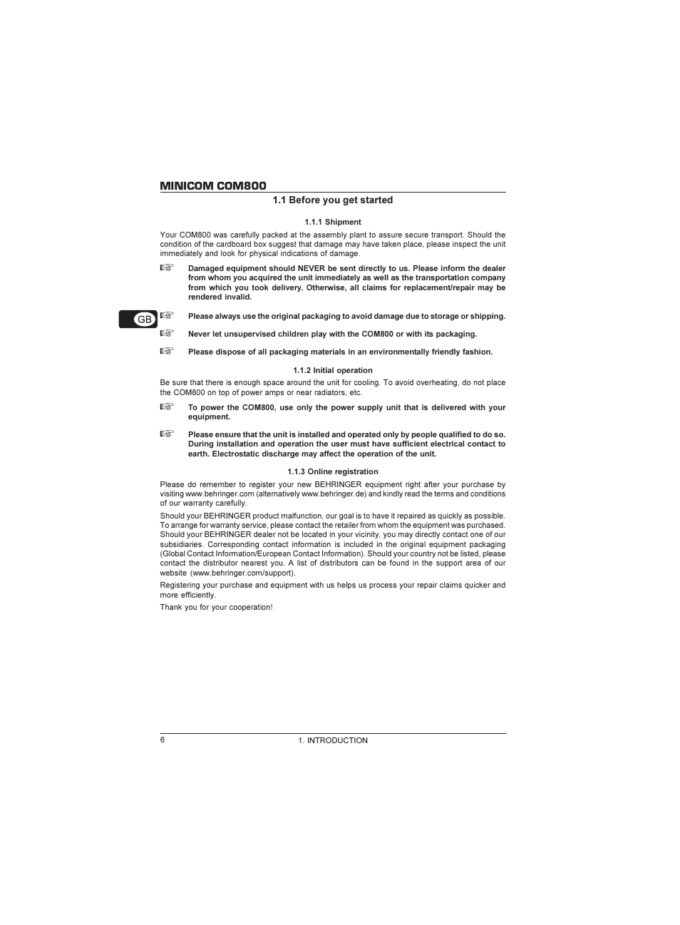 Minicom com800 | Behringer Minicom COM800 User Manual | Page 6 / 19
