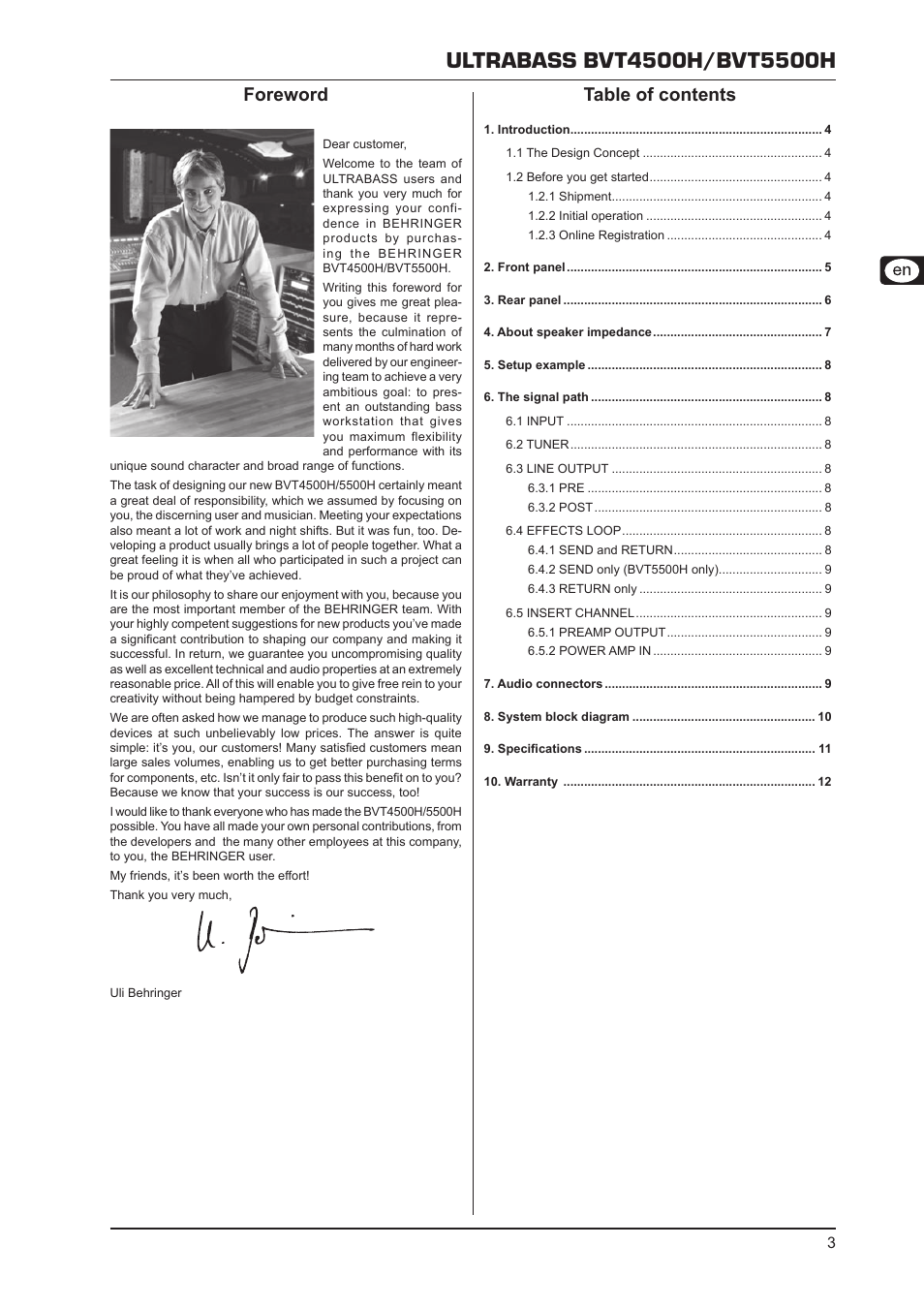 Behringer Ultrabass BVT5500H User Manual | Page 3 / 12