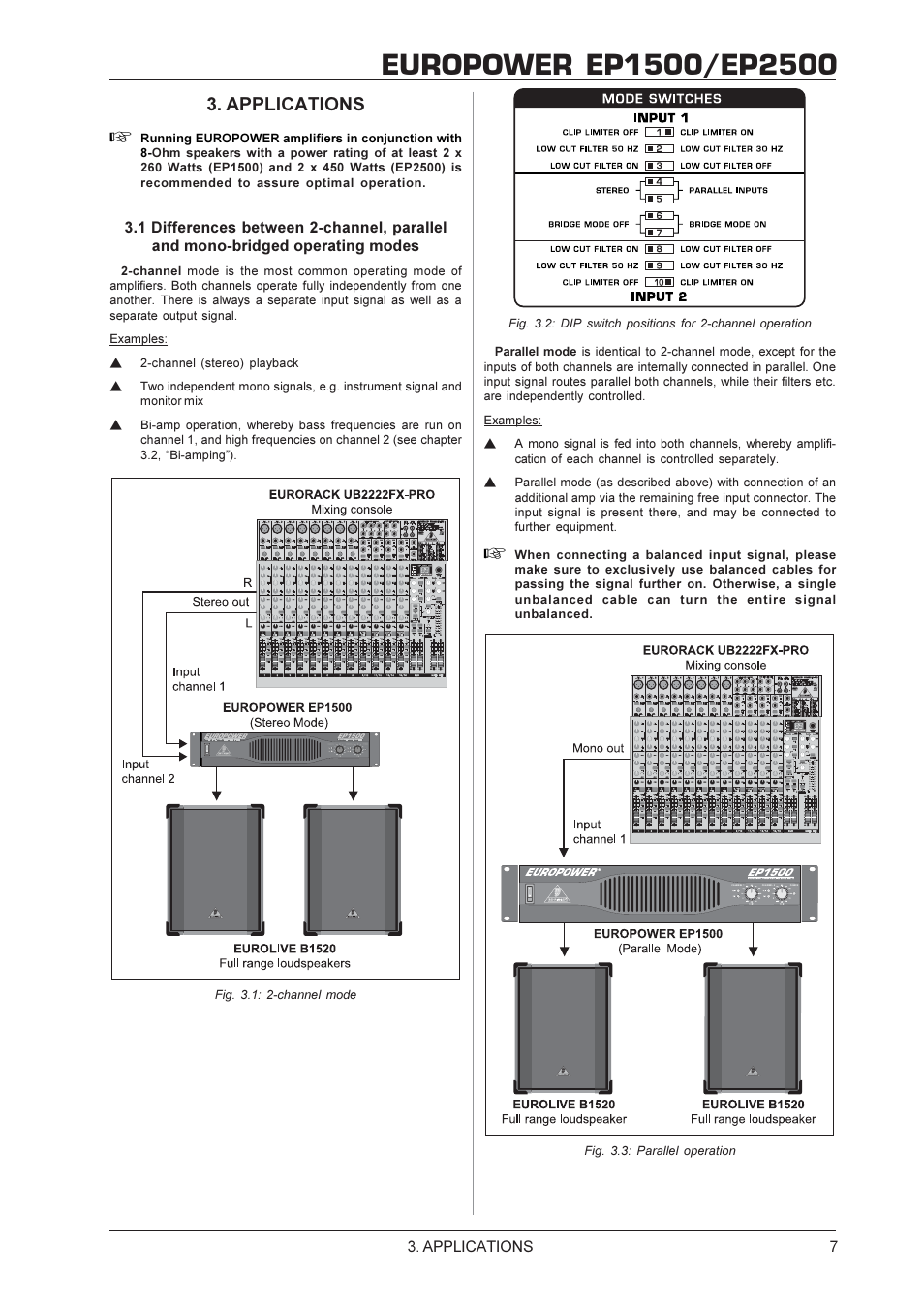 Applications | Behringer EP2500 User Manual | Page 7 / 12