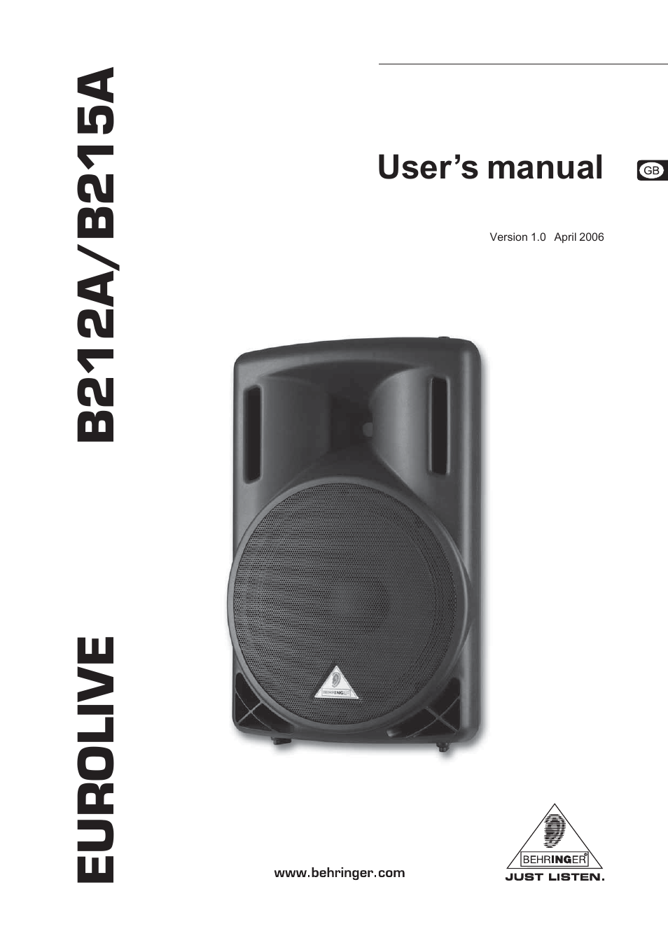 Behringer B212A User Manual | 8 pages