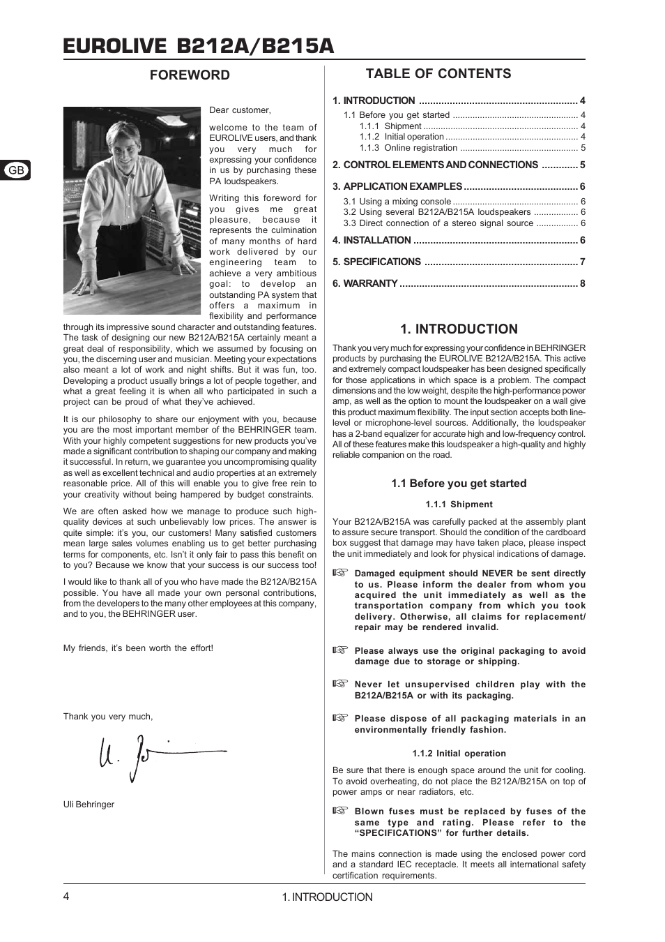 Behringer B212A User Manual | Page 4 / 8