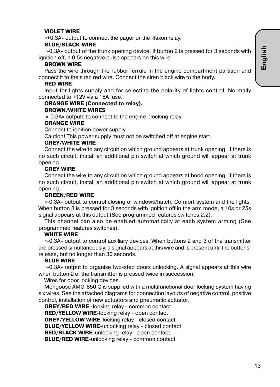 English | Mongoose AMG 850 C User Manual | Page 13 / 58