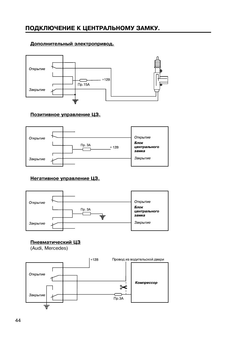 Подключение к центральному замку | Mongoose AMG 850 C User Manual | Page 44 / 58