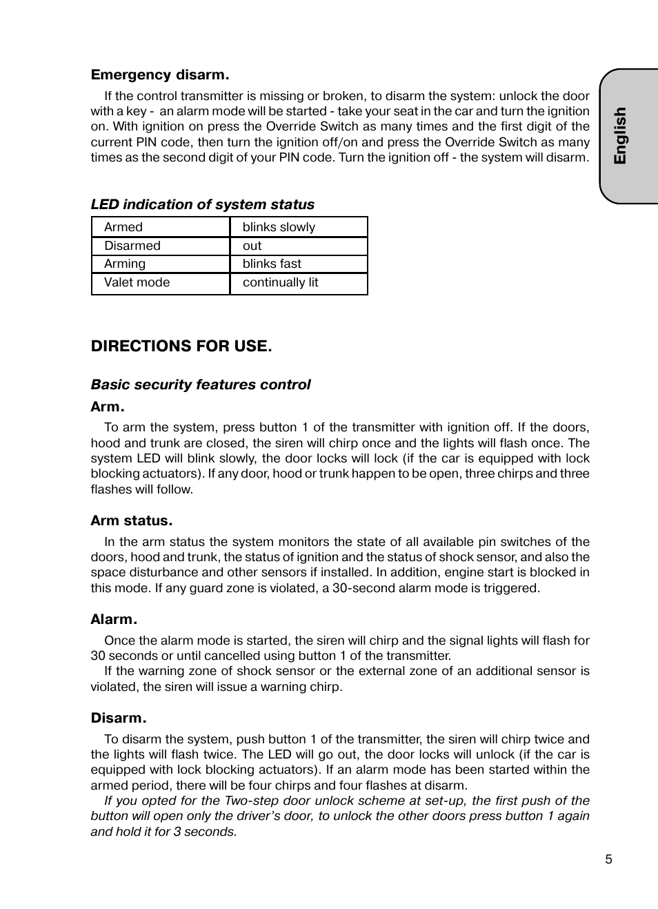 English, Directions for use | Mongoose AMG 850 C User Manual | Page 5 / 58