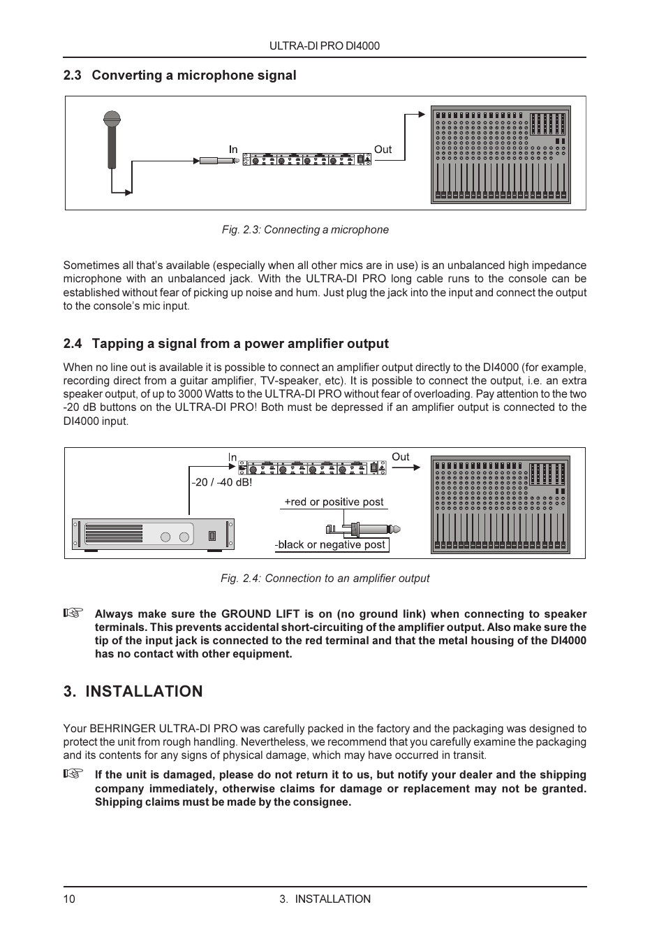 Installation | Behringer ULTRA-DI PRO DI4000 User Manual | Page 10 / 14