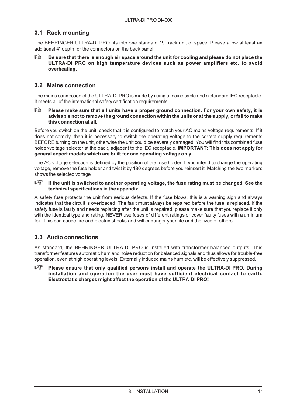 Behringer ULTRA-DI PRO DI4000 User Manual | Page 11 / 14