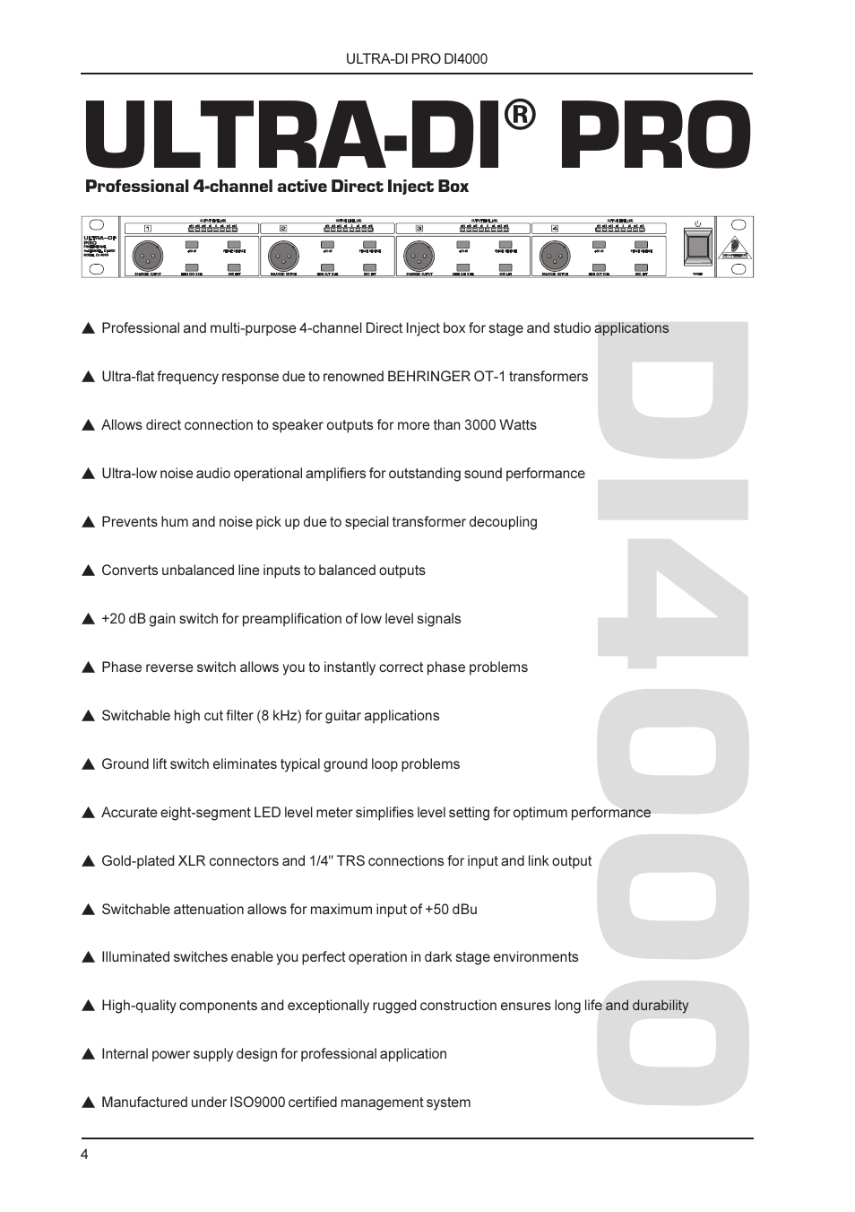 Di4000, Ultra-di | Behringer ULTRA-DI PRO DI4000 User Manual | Page 4 / 14