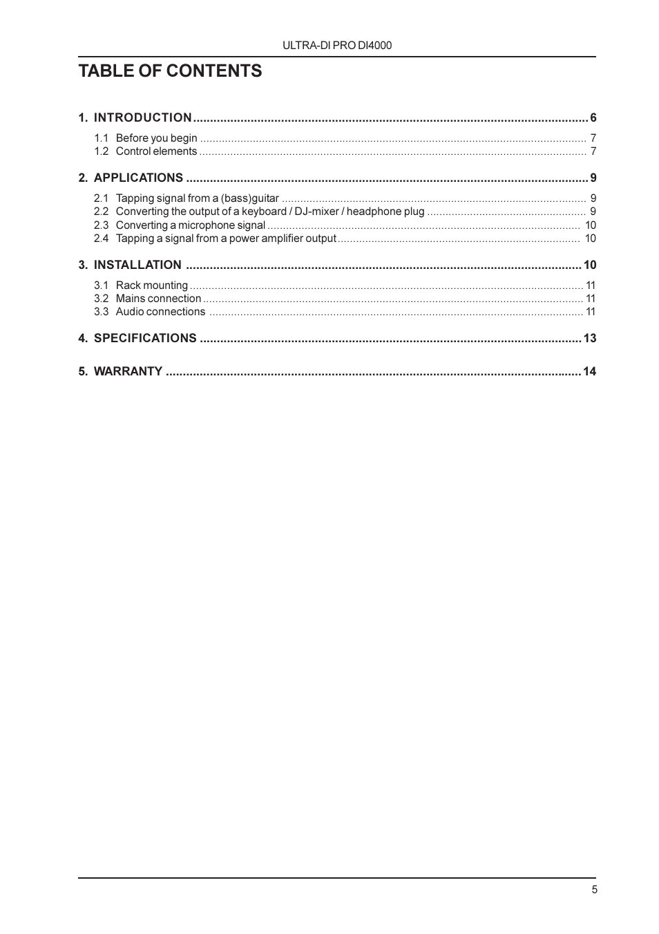 Behringer ULTRA-DI PRO DI4000 User Manual | Page 5 / 14