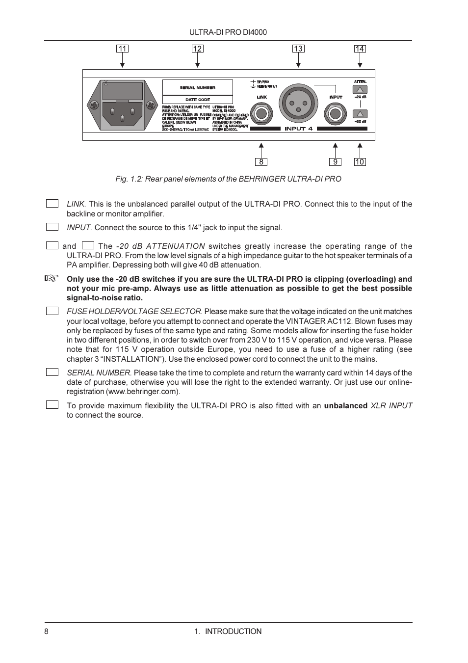 Behringer ULTRA-DI PRO DI4000 User Manual | Page 8 / 14