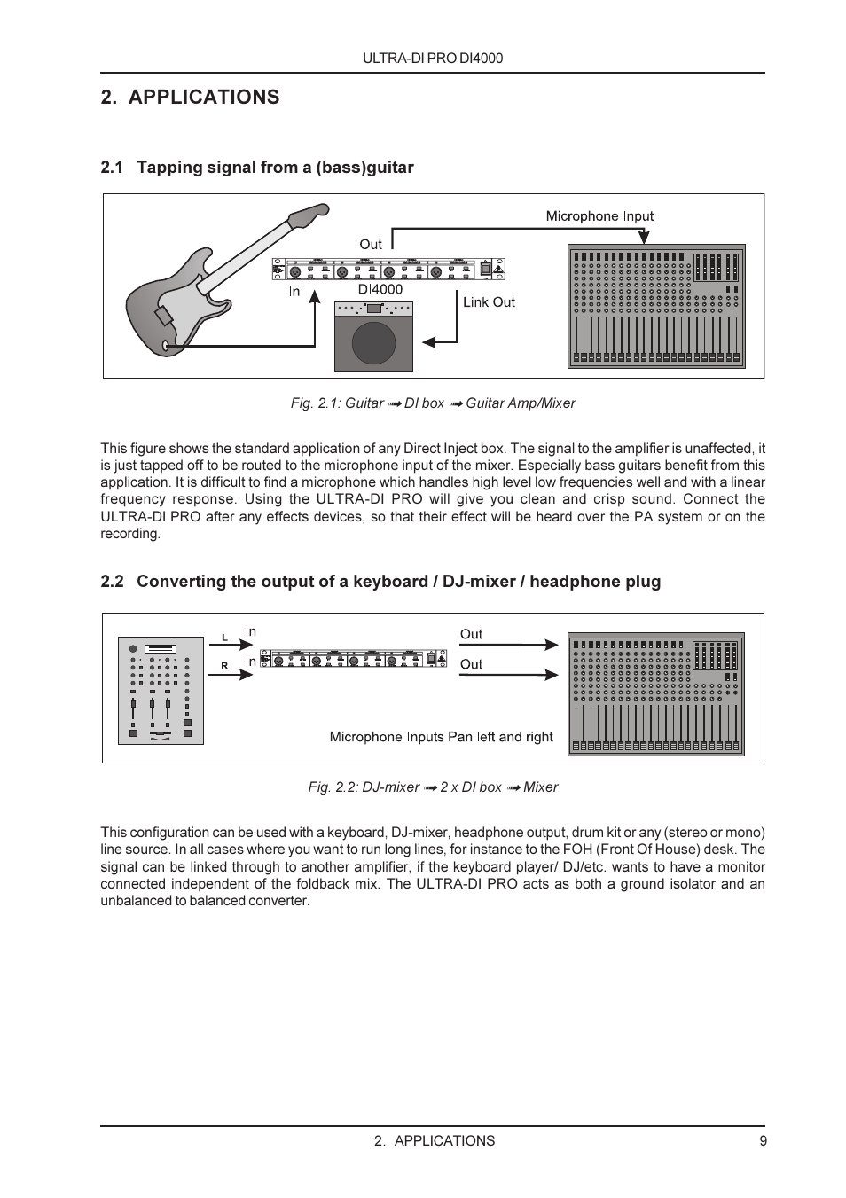 Applications | Behringer ULTRA-DI PRO DI4000 User Manual | Page 9 / 14