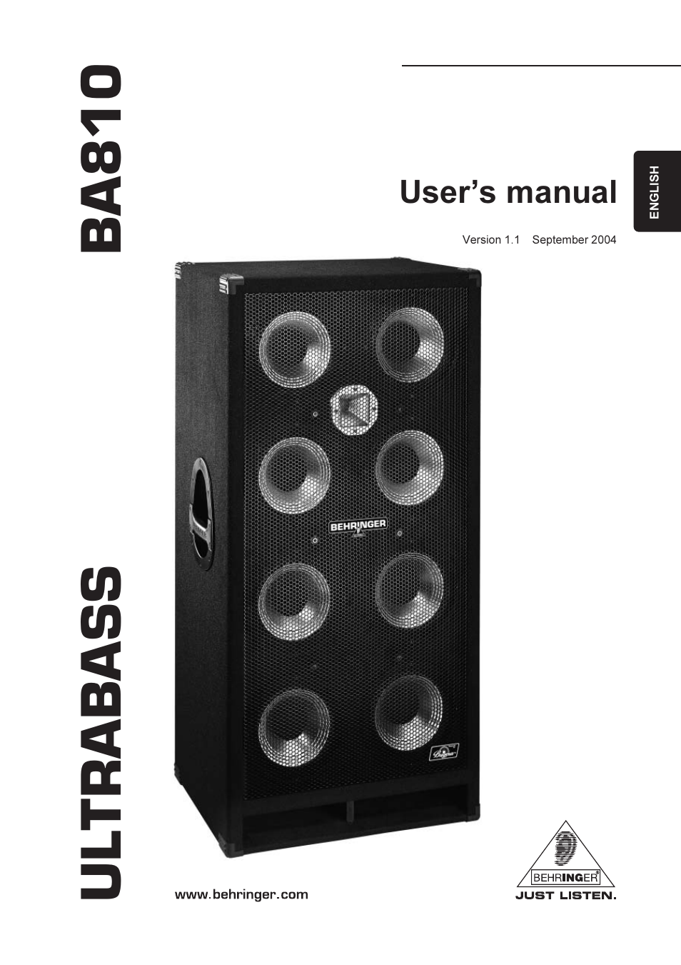 Behringer BA810 User Manual | 9 pages