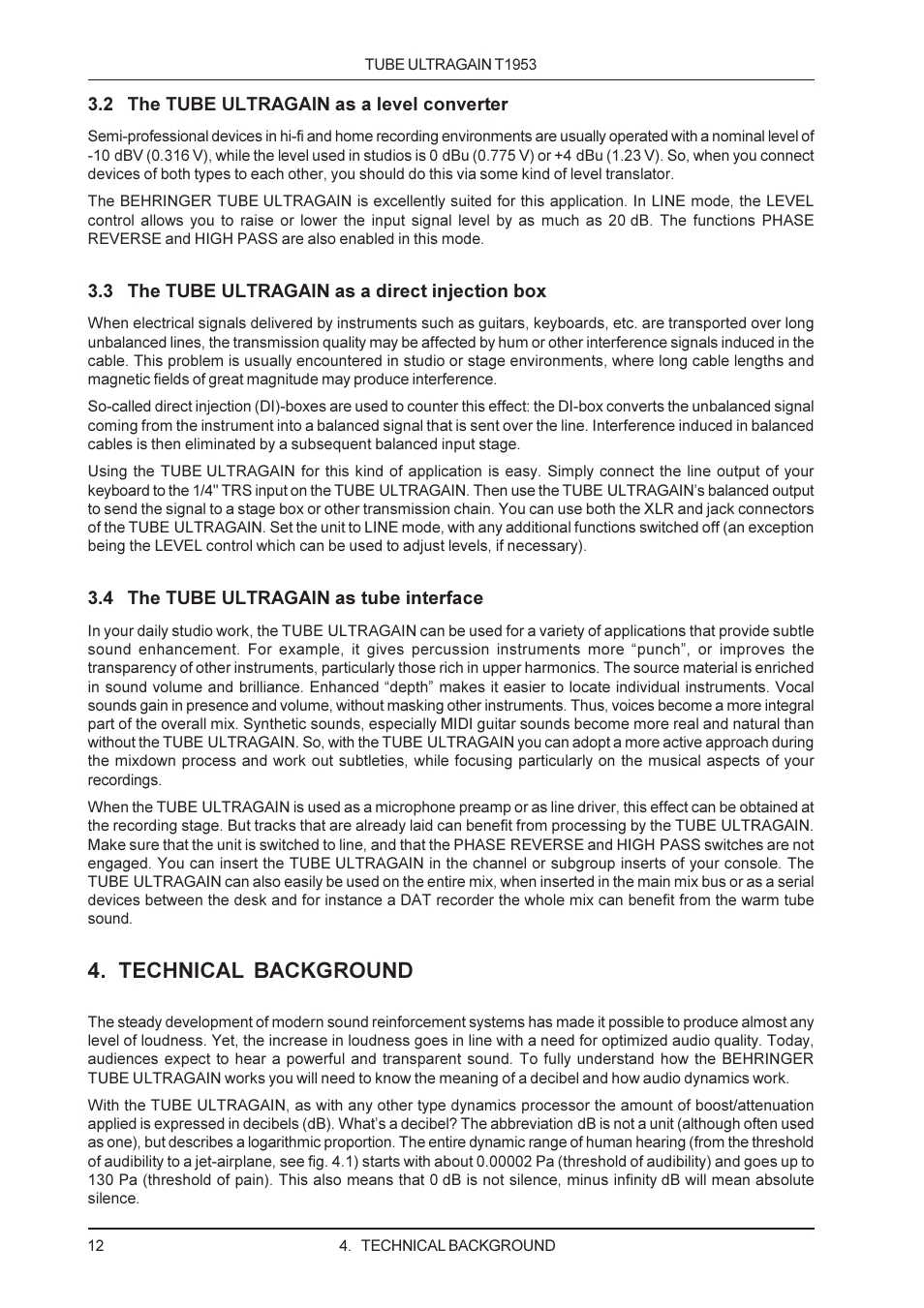 Technical background | Behringer T1953 User Manual | Page 12 / 23