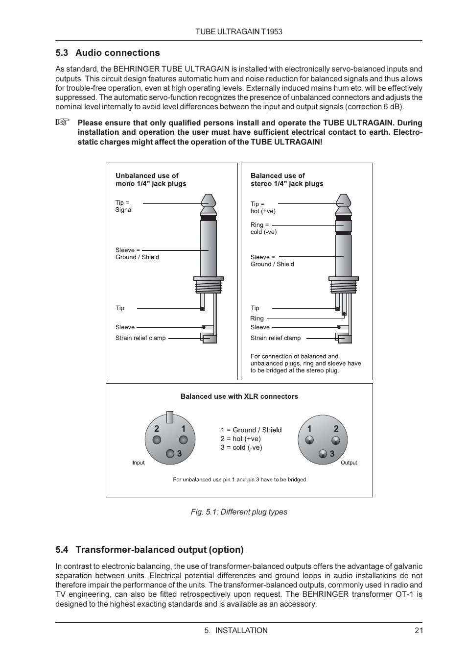 Behringer T1953 User Manual | Page 21 / 23