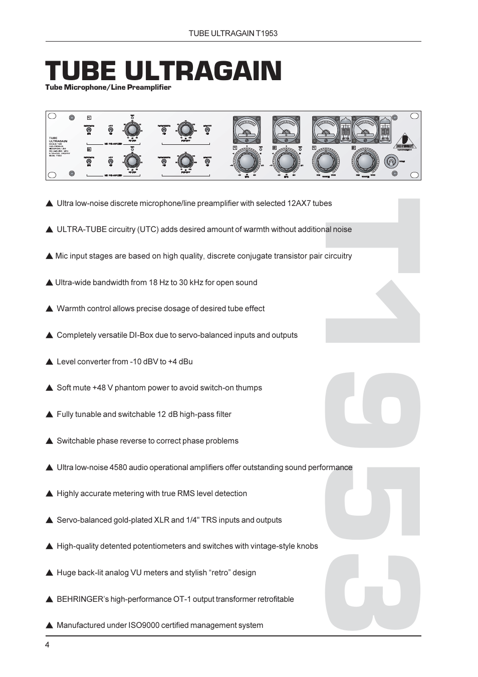 T1953, Tube ultragain | Behringer T1953 User Manual | Page 4 / 23