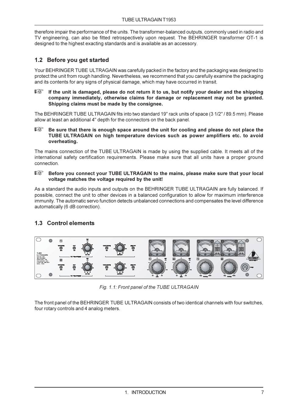 Behringer T1953 User Manual | Page 7 / 23