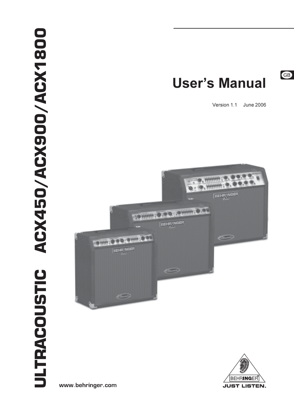 Behringer Ultracoustic ACX450 User Manual | 12 pages